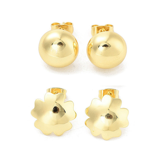 Flower/Round Rack Plating Brass Stud Earring, Long-Lasting Plated