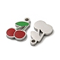 304 Stainless Steel Enamel Charms, Cherry Charms, Stainless Steel Color