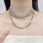Collares de doble capa con cadena de eslabones de aleación para mujer
