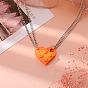 Detachable Heart-Shaped Building Block Couple Necklace Hip-Hop Resin Double-Layered Round Bead Chain Pendant Jewelry.