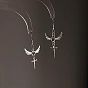 Alloy Dangle Earrings for Women, Heart Wing & Cross