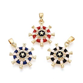 Подвески из латуни с микропаве из прозрачных кубических цирконий и эмали, шлем со звездными подвесками, реальный 18 k позолоченный