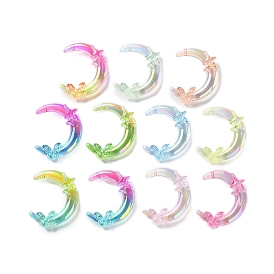 Прозрачные акриловые бусины с УФ-покрытием, радужный, луна с бабочкой и сатр