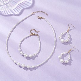 Комплекты браслетов, ожерелий и серег с подвесками из натурального искусственного пресноводного жемчуга и стеклянных бусин