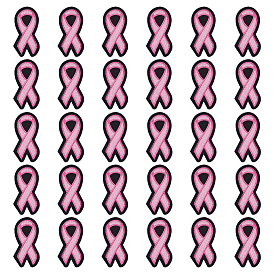 30 шт. полиэфирная нить, заплатки из термоклея, Розовая лента осведомленности о раке молочной железы в октябре
