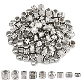 90шт 9 стили нержавеющая сталь европейские бусины, бусины с большим отверстием, column & rondelle