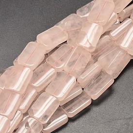 Rose naturelle perles rectangle de quartz brins, 18x13x6mm, Trou: 1mm, Environ 23 pcs/chapelet, 15.7 pouce