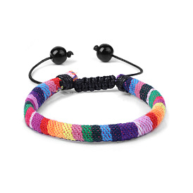 Тканый браслет для женщин в богемном стиле, разноцветные пляжные украшения с регулируемой веревкой