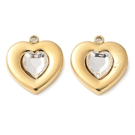 304 прелести нержавеющей стали, сердце, со стеклом, ручная полировка, ионное покрытие (ip)