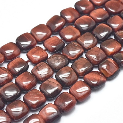 Naturelles oeil de tigre rouge perles brins, carrée