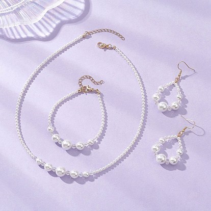 Комплекты браслетов, ожерелий и серег с подвесками из натурального искусственного пресноводного жемчуга и стеклянных бусин