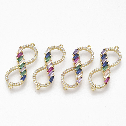 Brass Micro Pave Cubic ZirconiaLinks Connectors, Infinity, Colorful
