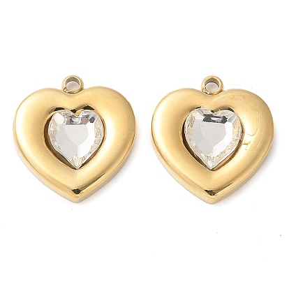 304 прелести нержавеющей стали, сердце, со стеклом, ручная полировка, ионное покрытие (ip)