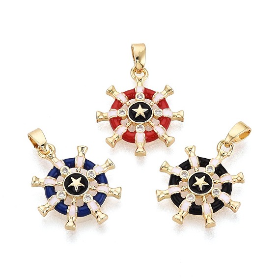 Подвески из латуни с микропаве из прозрачных кубических цирконий и эмали, шлем со звездными подвесками, реальный 18 k позолоченный