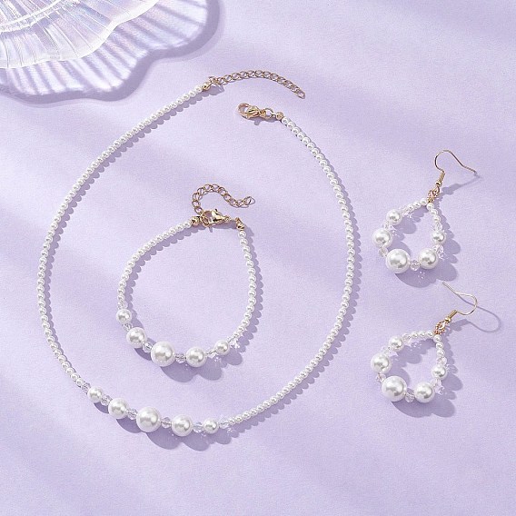 Комплекты браслетов, ожерелий и серег с подвесками из натурального искусственного пресноводного жемчуга и стеклянных бусин