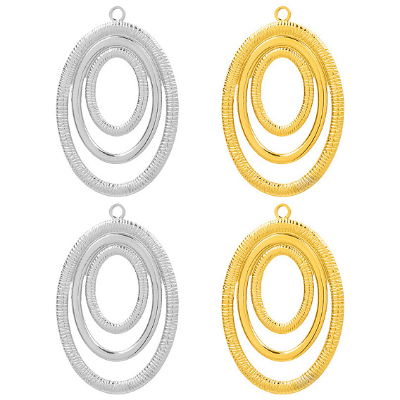 304 Stainless Steel Pendants,  Oval Charm