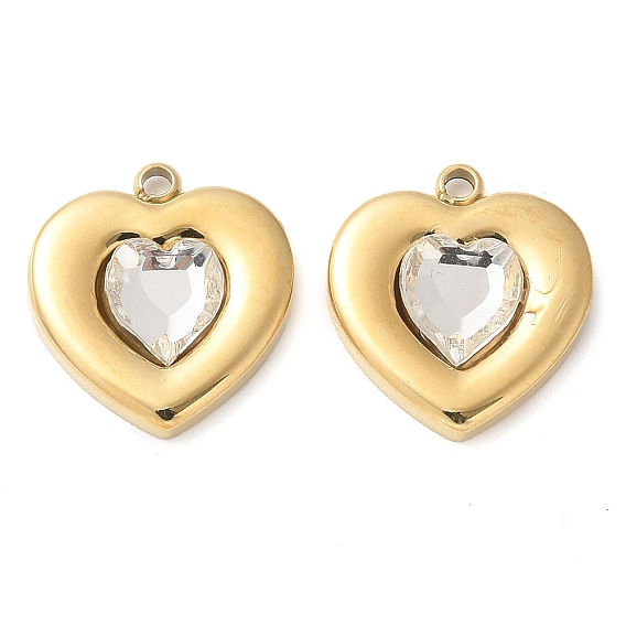 304 прелести нержавеющей стали, сердце, со стеклом, ручная полировка, ионное покрытие (ip)