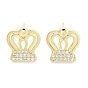 Brass Micro Pave Clear Cubic Zirconia Studs Earring, Crown