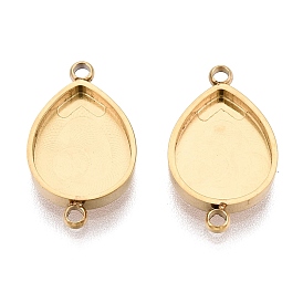304 Stainless Steel Connector Cabochon Settings, Teardrop, Ion Plating(IP)