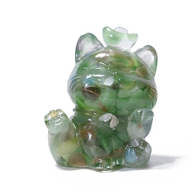 Resin Lucky Cat Display Decoration, with Cat Eye Chips inside Statues for Home Office Decorations