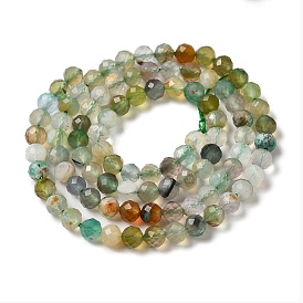 Natural Agate Beads Strands, Dyed and Heated, Faceted, Round