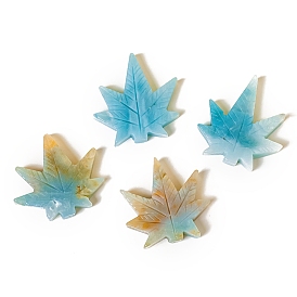 Natural Amazonite Carved Maple Leaf Shape Figurines, for Home Desktop Decoration