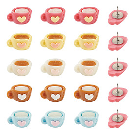 50 шт. 5 стили непрозрачная смола с железными кнопками набор, Маркировочные булавки, для фото стены, карты, доска объявлений, кофе с сердцем