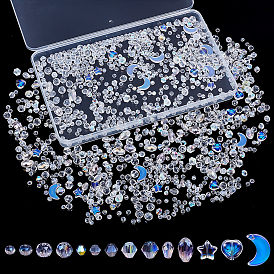 Стеклянные бусины с гальваническим покрытием , рондель и биконус, гальваническое покрытие, граненые