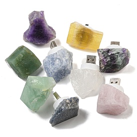 Nuggets Natural Gemstone USB Night Light, Healing Raw Stone Night Lamp for Bedroom Home Decor