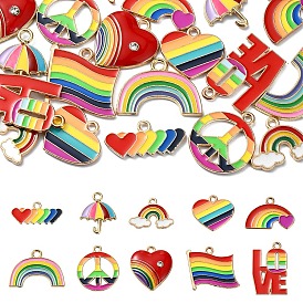 20шт 10 стили подвески из сплава цвета радуги с эмалью, разнообразные