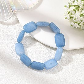 Bracelets extensibles rectangulaires en perles d'aigue-marine naturelle teintées pour femmes
