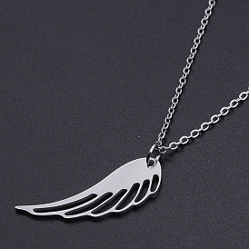 201 Stainless Steel Pendant Necklaces, with Cable Chains and Lobster Claw Clasps, Wing