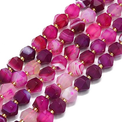 Натуральные полосатые агатовые бусы, граненые, восьмиугольный