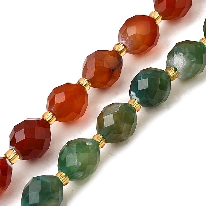 Природный агат бисер нитей, граненые, в форме риса, с ЮВАО бисером, окрашенная и подогревом