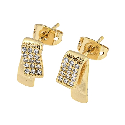Brass Micro Pave Cubic Zirconia Stud Earrings