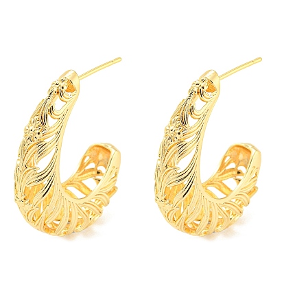 Boucles d'oreilles en laiton plaqué fleur de vie, boucles d'oreilles demi-créoles, plaqué longue durée, sans plomb et sans cadmium