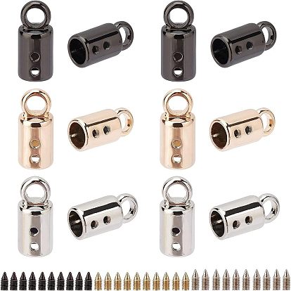 24Conjunto 3 Extremos de cordón de aleación de color, con tornillos, columna