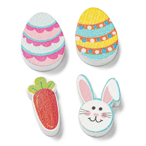 Печатные деревянные бусины, пасхальные бусы на тему, золотой/белый/розовый/оранжево-красный