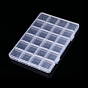 Transparent Plastic Bead Containers, with 24 Compartments, for DIY Art Craft, Nail Diamonds, Bead Storage, Rectangle