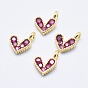 Brass Micro Pave Cubic Zirconia Charms, Long-Lasting Plated, Lead Free & Nickel Free & Cadmium Free, Heart