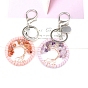 Gemstone Keychains, Flat Round with Tree of Life Charms