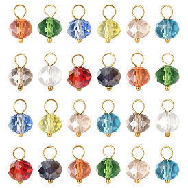 200 piezas 10 colores colgantes de vidrio, con fornituras de latón