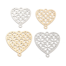 Long-Lasting Plated Brass Links Connector Charms, Hollow Heart