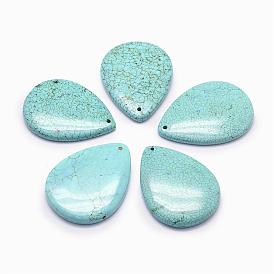 Natural Howlite Big Pendants, Dyed, Drop