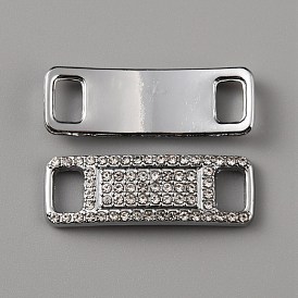Breloques de connecteur en laiton micro pavé de verre transparent, pour la décoration de chaussures, rectangle courbe