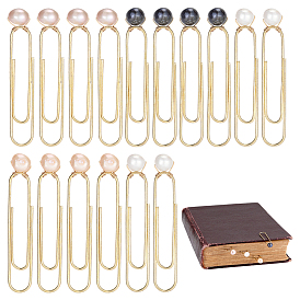 16 шт 4 цвета железные скрепки, с натуральным пресноводным жемчужные бусины, золотые