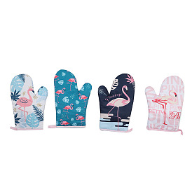 Cat/Flamingo/Tartan Pattern Polycotton(Polyester Cotton) Oven Mitts for Kitchen Heat Resistant Oven Gloves, for DIY Cake Bakeware