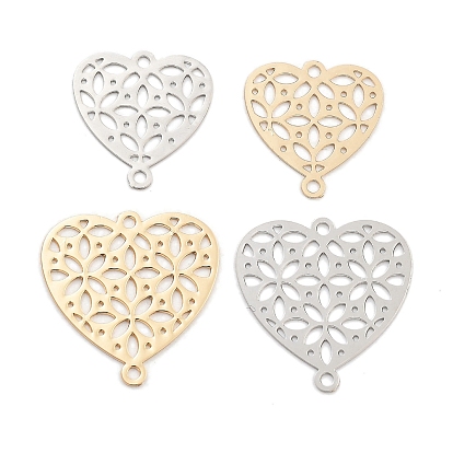 Подвески для подключения долговечных латунных звеньев с покрытием, без кадмия, без никеля и без свинца, полые сердца