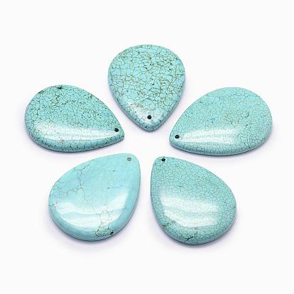 Natural Howlite Big Pendants, Dyed, Drop