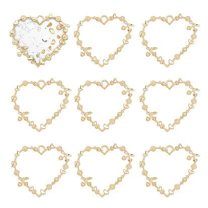 Rack Plating Alloy Open Back Bezel Pendants, For DIY UV Resin, Epoxy Resin, Pressed Flower Jewelry, Cadmium Free & Nickel Free & Lead Free, Heart